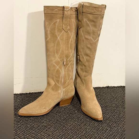 Steve Madden Beige Suede Heeled Boots - Picture 2 of 8
